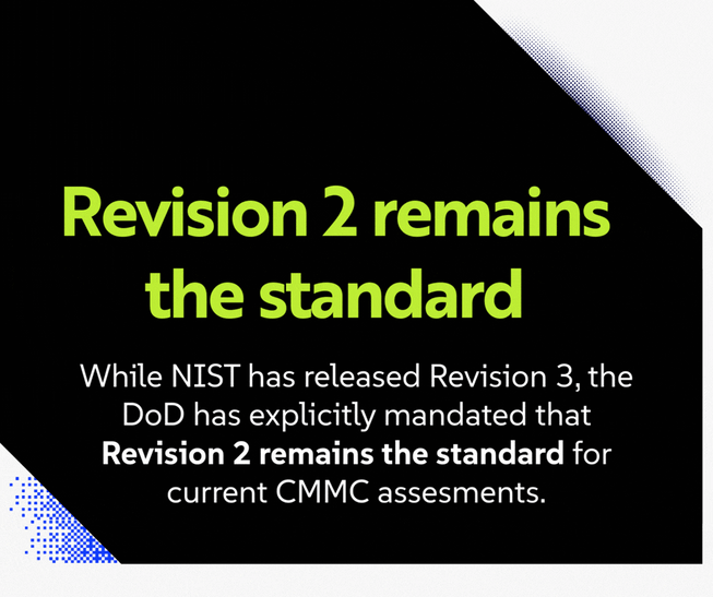 While NIST has released Revision 3, the DoD has explicitly mandated that Revision 2 remains the standard for current CMMC assessments.